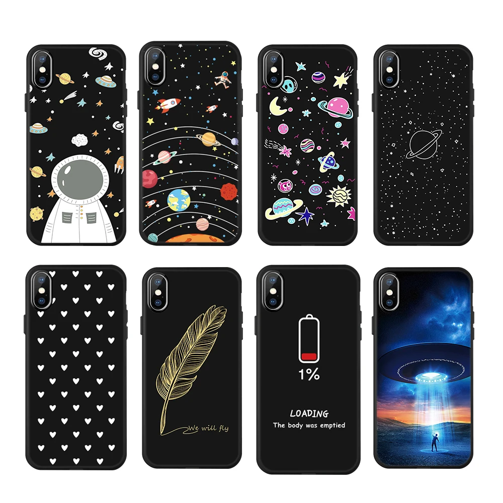 Матовый чехол для телефона из ТПУ iPhone XS Max XR X 7 8 6 S Plus черно белые чехлы с рисунком