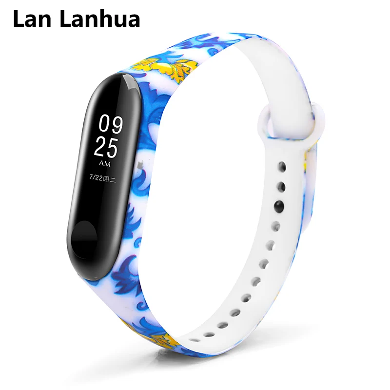 Lanqinhua BOORUI mi band 3 ремешок удобный цветной mi band ремешок с разнообразным цветочным принтом для xiaomi mi band 3 Смарт-браслеты - Цвет: Lanqinhua