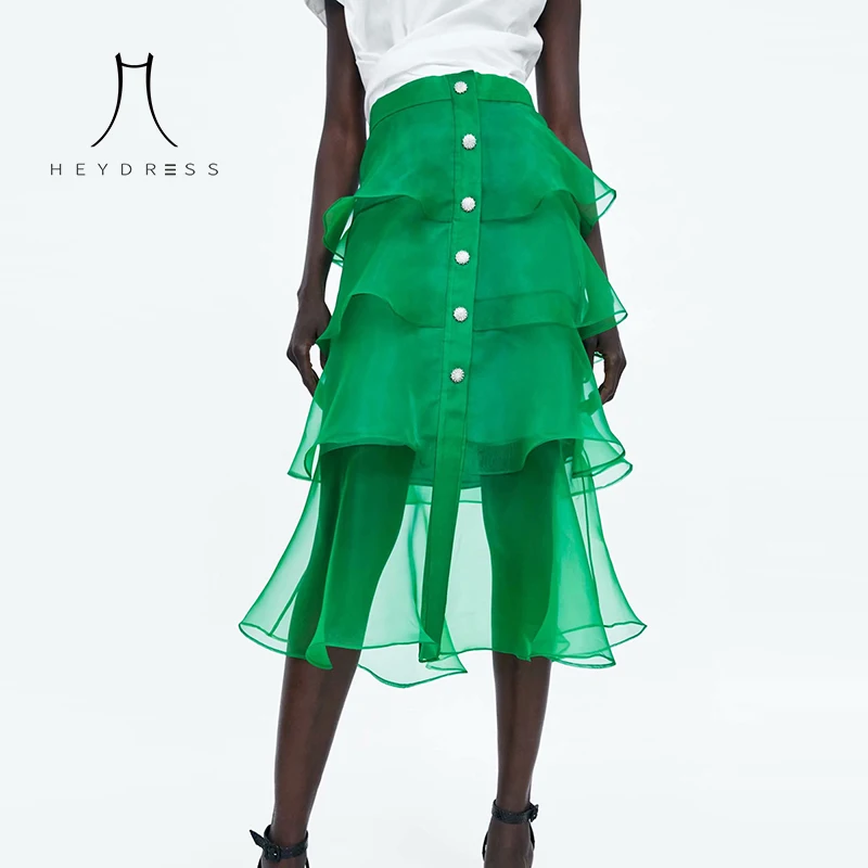 Heydress Женские Сексуальные Плиссированные сетчатые миди юбки винтажные