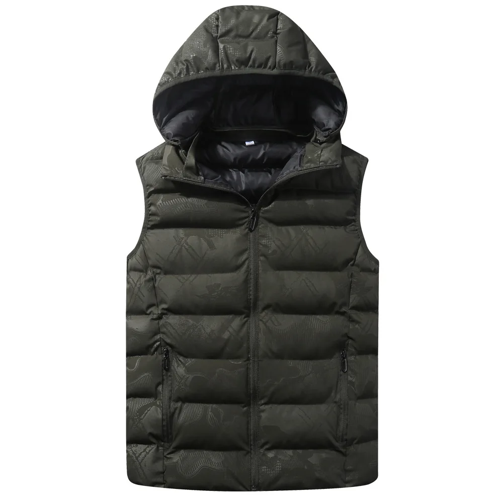 Мужской жилет с капюшоном приталенный Повседневный стеганый без рукавов большие