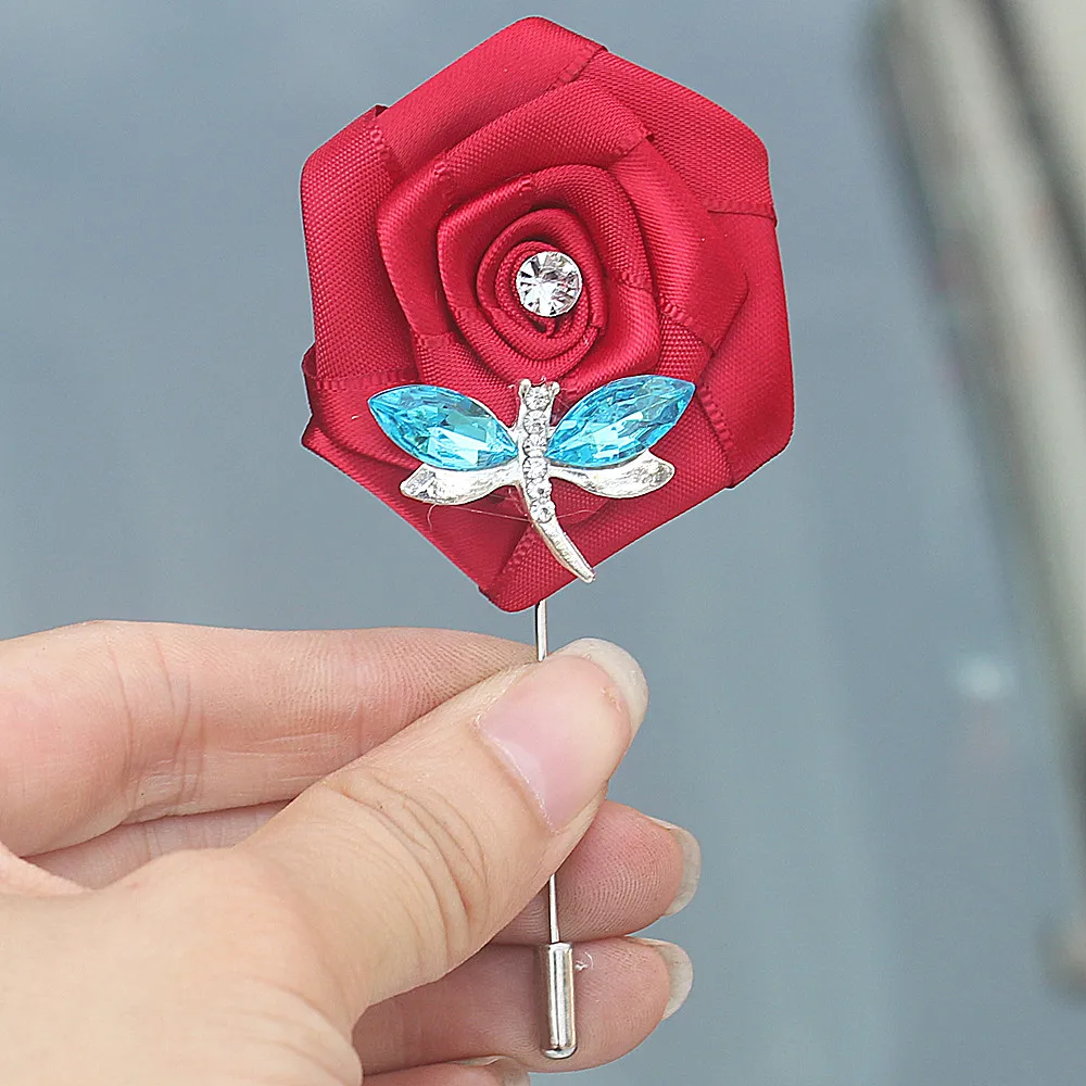 Изготовленный на заказ цвет красного вина атласный цветок Свадебный корсаж