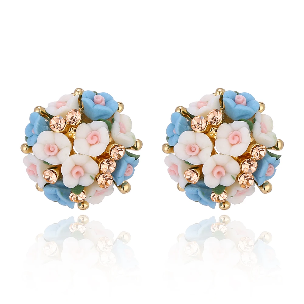 Женские серьги гвоздики с кристаллами Boucle d'oreille 2016 модные в виде цветов