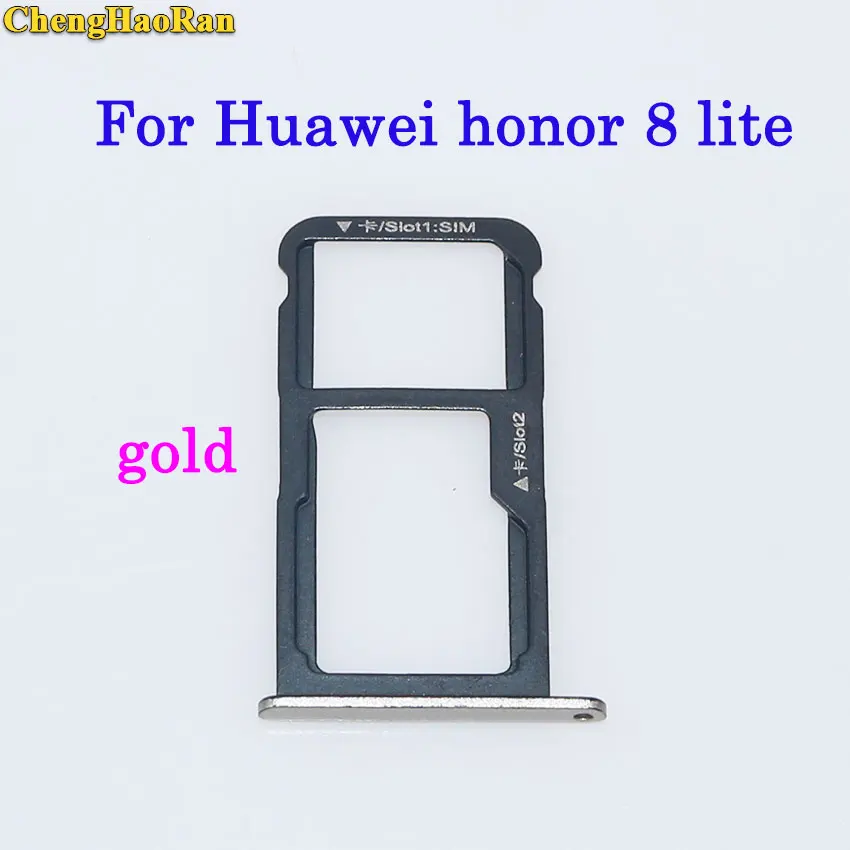 honor 8 lite--gold ChengHaoRan лоток sim-карты+ Micro D для карты памяти для huawei Honor 7/8/8X/8X max/Honor 8 lite запчастей SIM держатель лотка Слот для карт - Цвет: honor 8 lite--gold