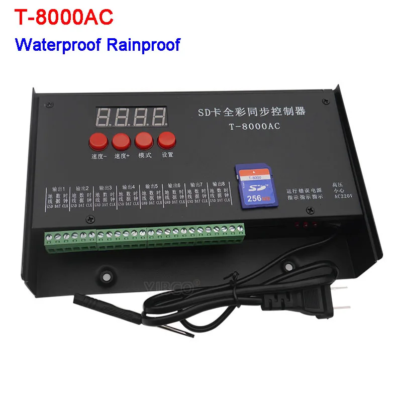 Светодиодный контроллер T-8000AC sd-карты для WS2801 WS2811 LPD8806 8192 пикселей DC5V