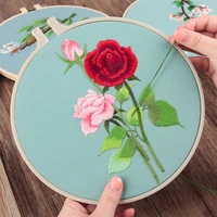 with hoop diy embroidery set for beginner needlework kits flora stitch series needle arts crafts sewing decor circle embroidery