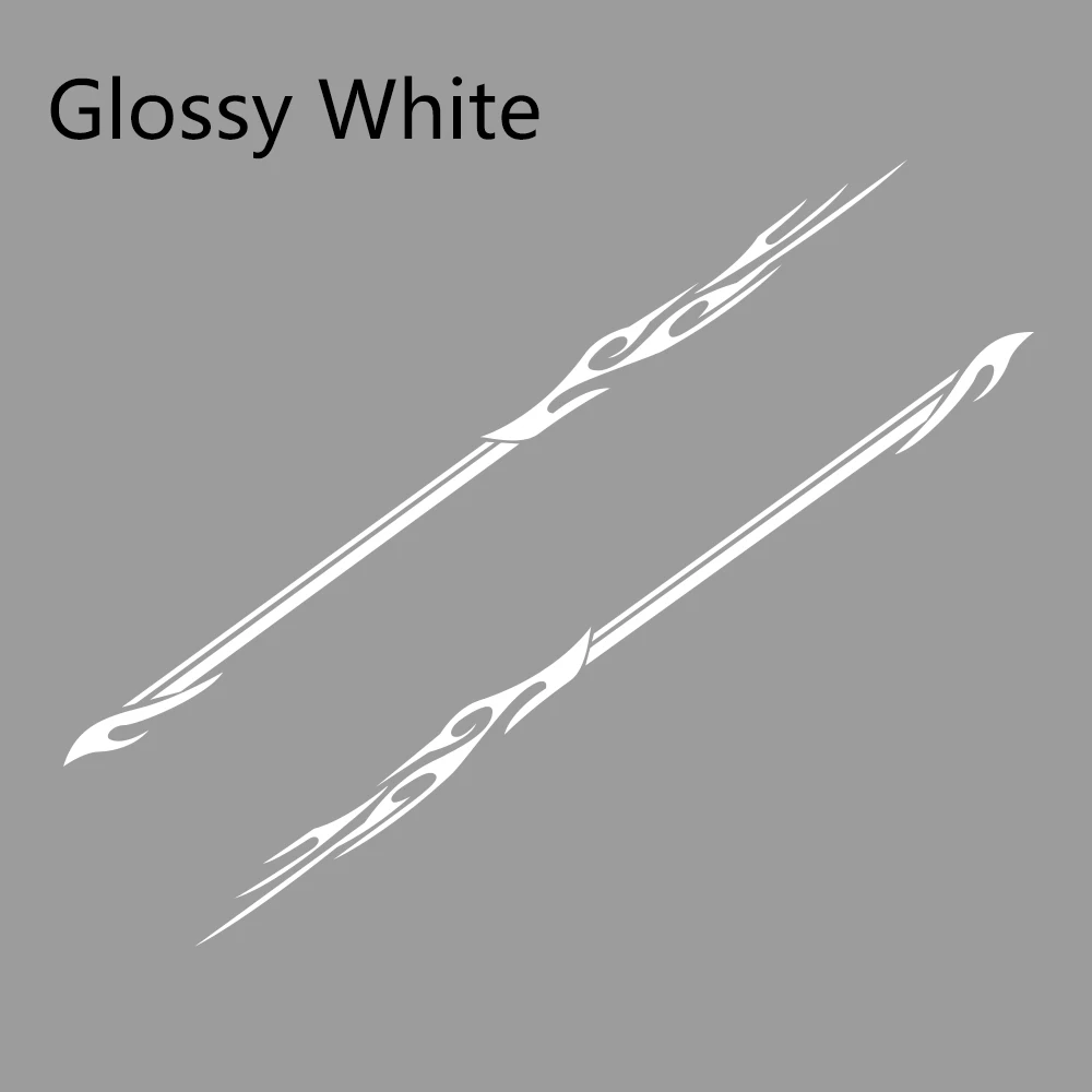 Glossy White 2 шт 240 см х 12 см стильные длинные полосатые автомобильные наклейки авто виниловые боковые наклейки для кузова автомобильные гоночные спортивные наклейки аксессуары для тюнинга автомобиля - Название цвета: Glossy White