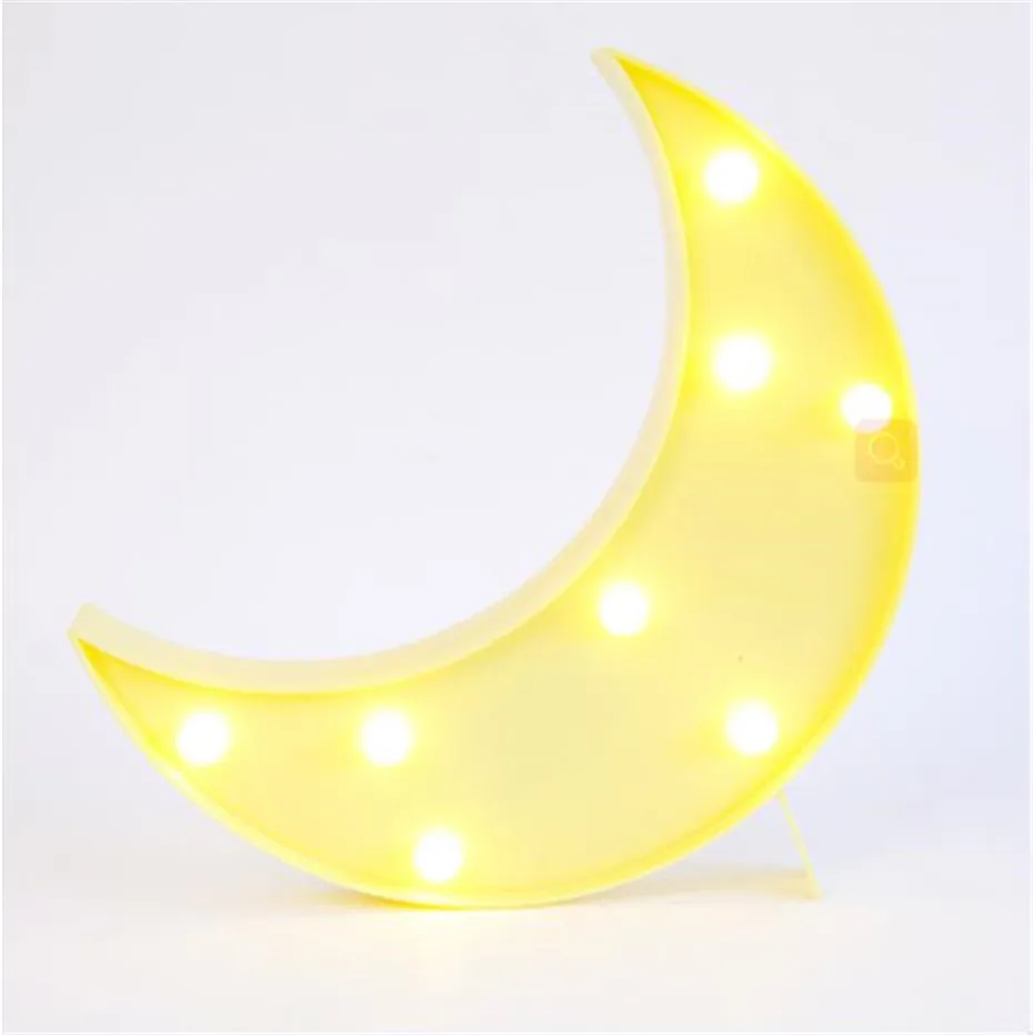Yellow moon Детский подарок, звездная луна, светодиодный светильник, ночник на батарейках, милая игрушка для маленьких детей, декоративная лампа для спальни, внутреннее освещение, 3D - Испускаемый цвет: Yellow moon