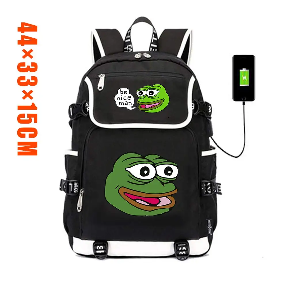 Suncomics забавная лягушка Pepe Broche Повседневный холщовый рюкзак Внешний usb зарядный