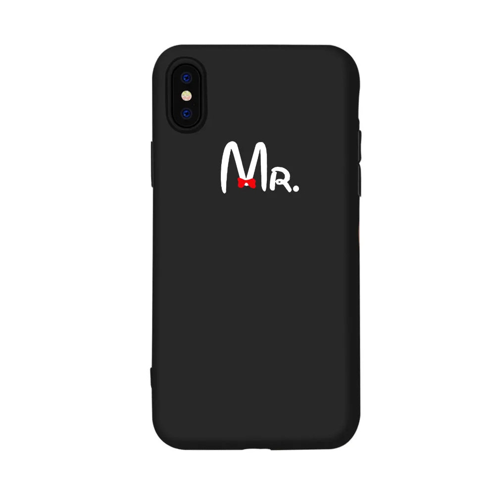 A200556 Чехол для телефона, чехол для iPhone 6, 6S Plus, X, XR, 5, SE Plus, романтическая пара, бант, Mr Mrs, черный, мягкий чехол для телефона, для iPhone 8, 7 Plus - Цвет: A200556