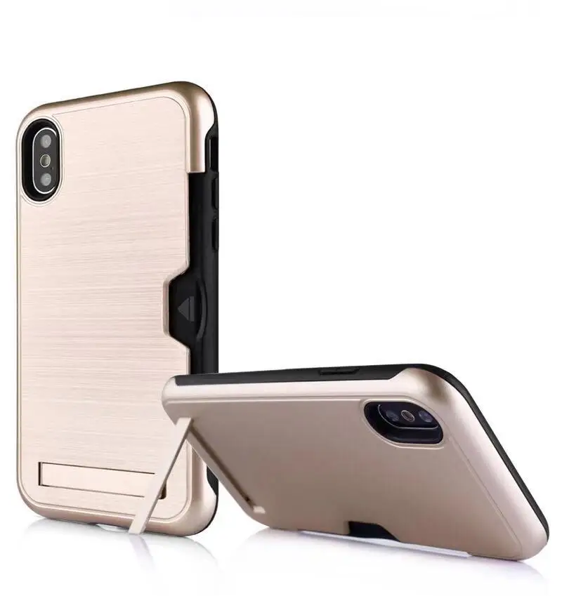 ChauLok Card Slot Pocket Shockproof Phone Case for iPhone X XR XS Max 6 6s 7 8 Plus Cover Hybrid Back Slots Cases | Мобильные
