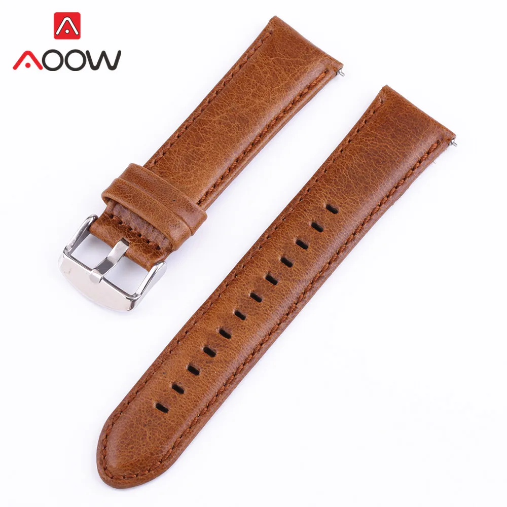 Light Brown 18 мм 20 мм 22 мм 24 мм Crazy Horse ремешок из натуральной кожи для samsung Galaxy Watch 42 мм 46 мм быстросъемный браслет ремешок - Цвет ремешка: Light Brown