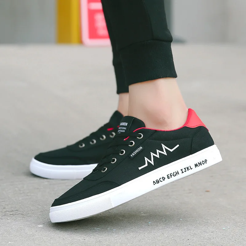 Canvas Shoes Men's Sneakers Lace Up Flat Casual White Male Spring Autumn Skateboard QET673 | Обувь