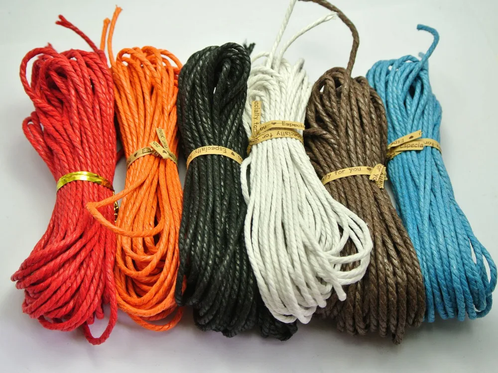 Вощеная скрученная хлопковая веревка 6 нитей 2 мм x 10 метров|string belt|cord leashstring label |