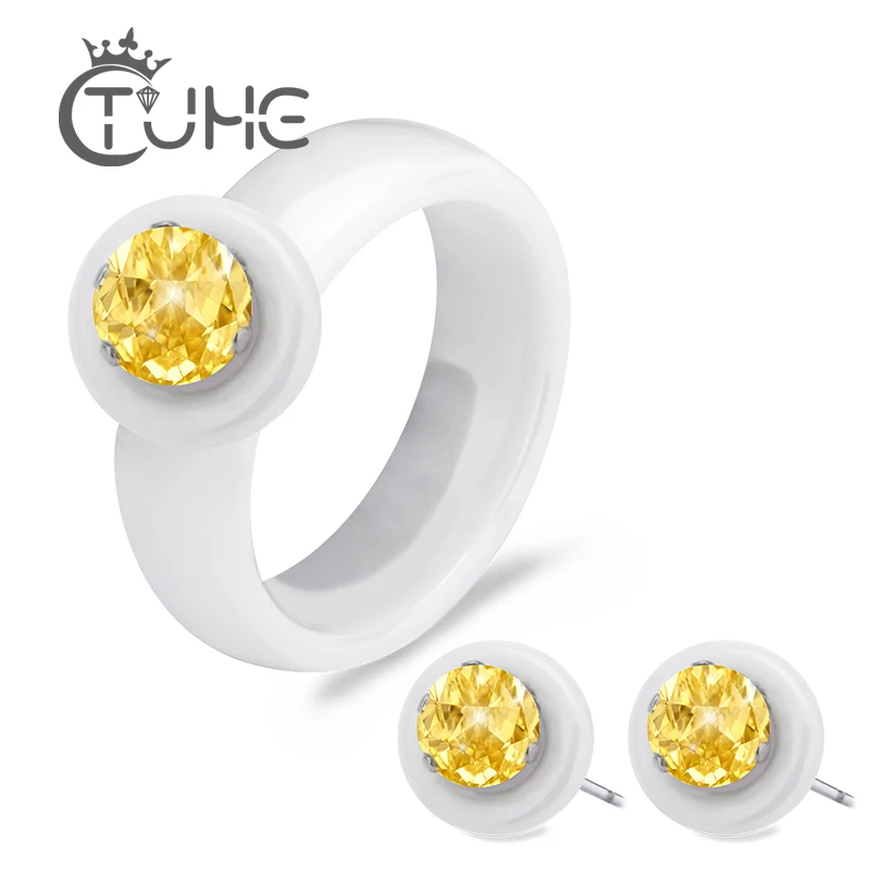 Комплект женских ювелирных изделий из керамических колец и серег|jewelry sets for