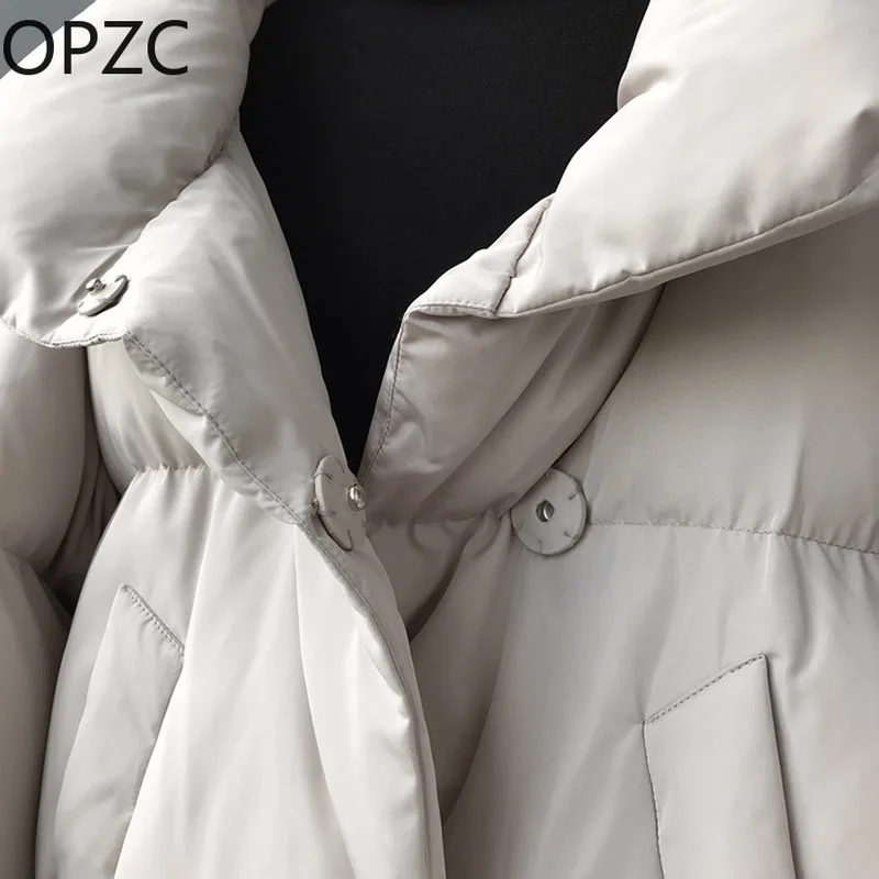 OPZC 2018 зима новый сплошной цвет простой воротник вниз Женская хлопковая стеганая