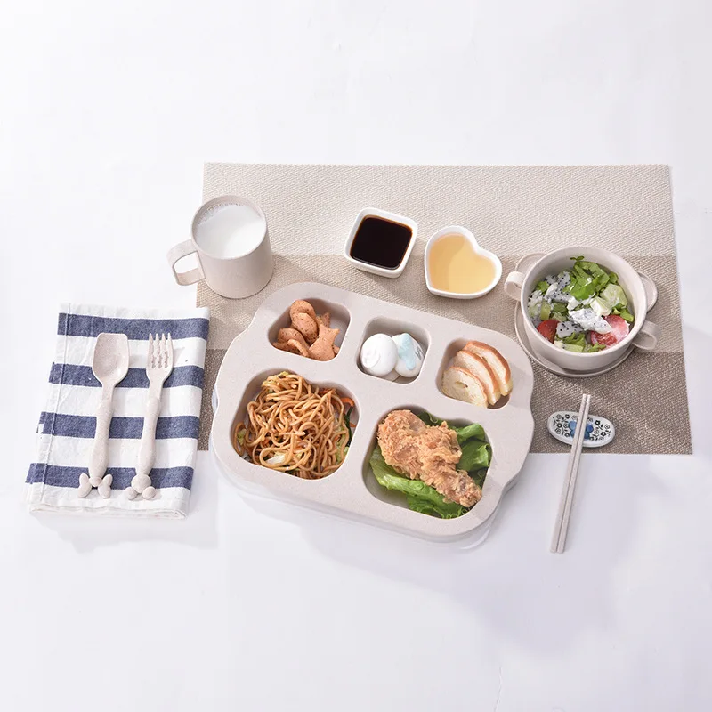 Детская посуда 7 шт./компл. бамбуковое волокно детская для детей ясельного