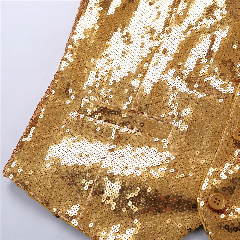 Мужской облегающий Блестящий жилет с V-образным вырезом без рукавов на пуговицах