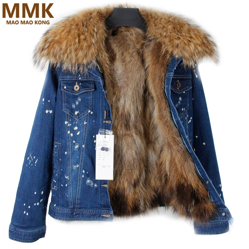 Женская куртка с мехом енота теплая парка подкладкой из натурального меха 2019|fur