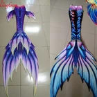 Хвост русалки для взрослых и детей, 3 шт., Моноласты, бикини, пластиковые детские, взрослые девочки, женские костюмы для косплея, купальник
