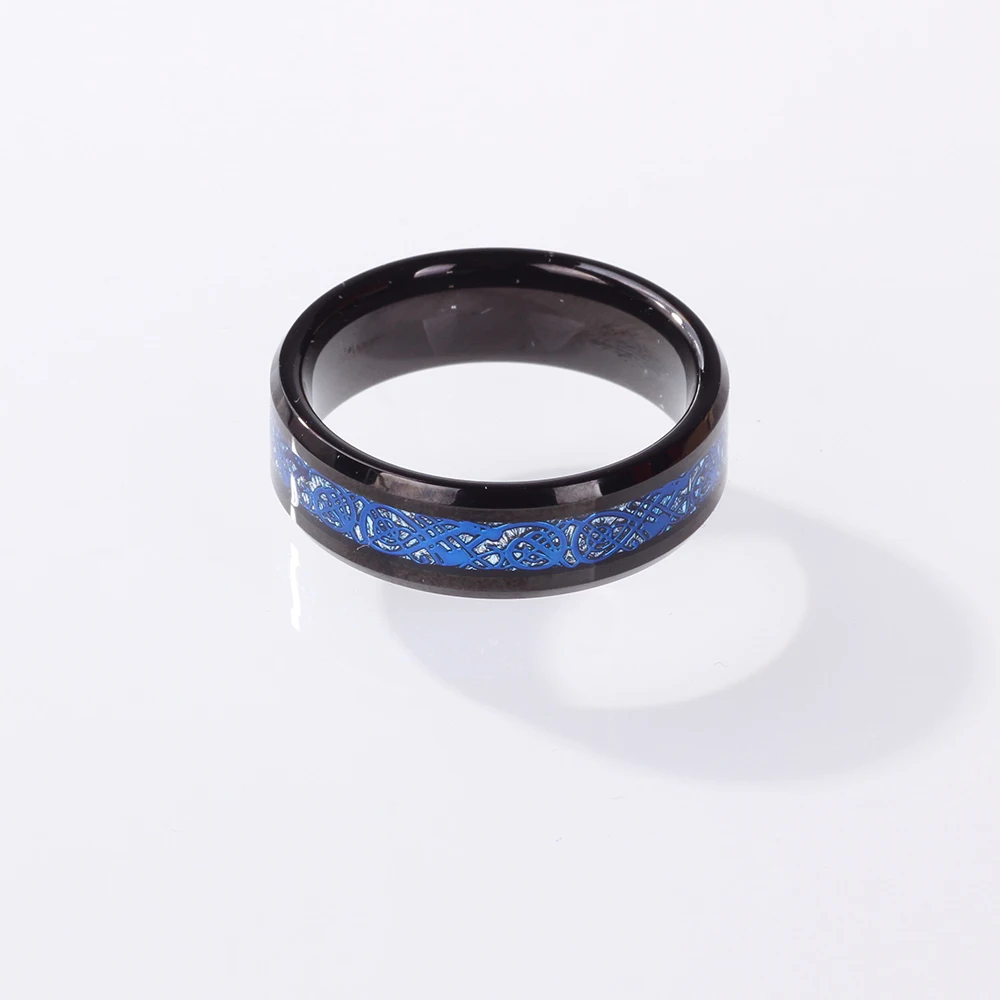 Мужские кольца из карбида вольфрама синего дракона 10 шт. оптовая продажа черные