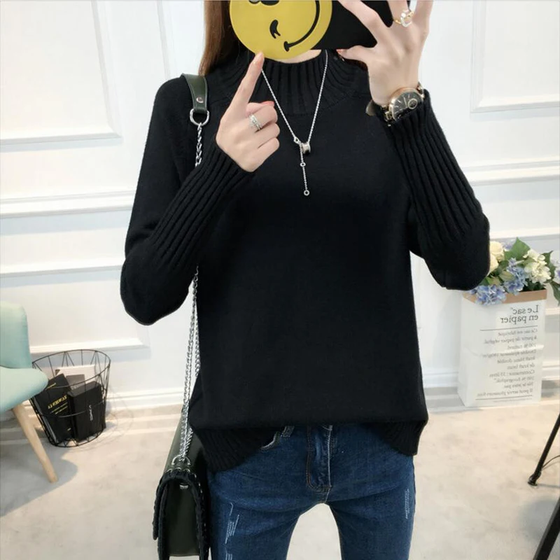 Autumn winter Sweater women pullovers long sleeve high collar cashmere sweater ladies knitted sweaters 2018 Tops | Женская одежда