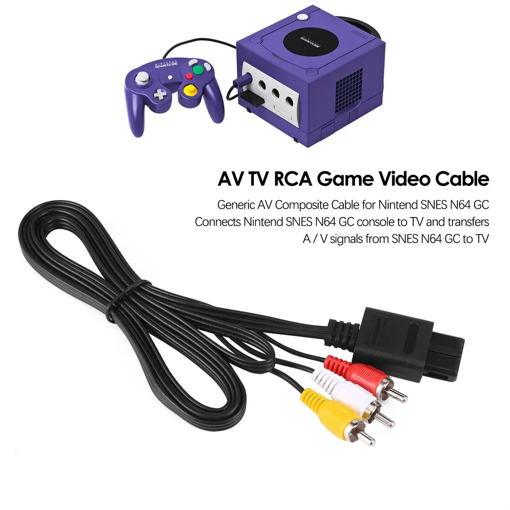 1 8 м AV ТВ RCA видео шнур кабель для NAND N64/NGC игровой 3RCA и аудио адаптер свинцовый Шнур|