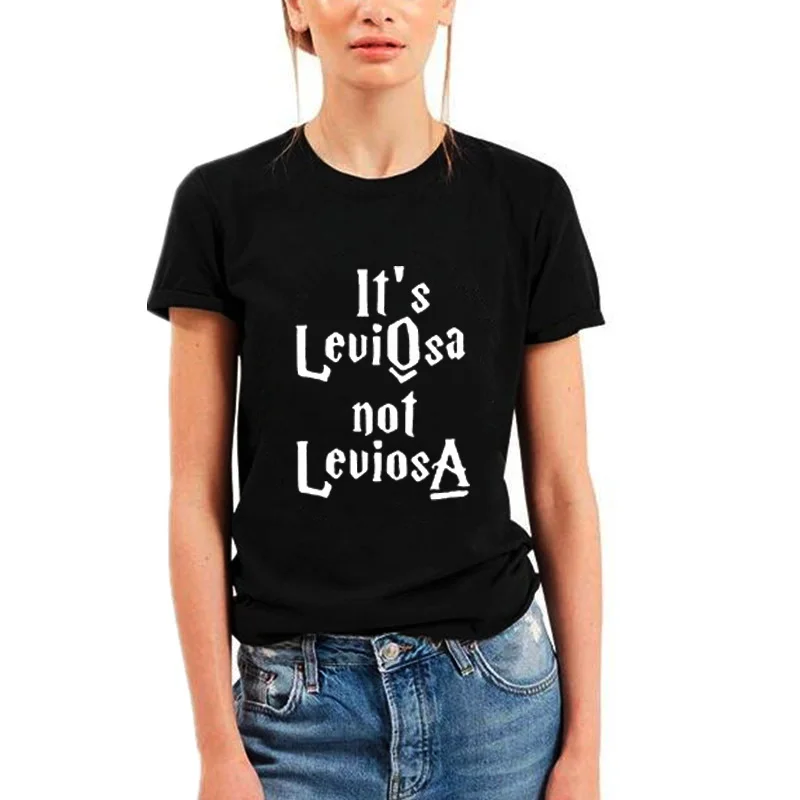 Милая забавная футболка Женские топы в стиле панк Футболка Femme It's Leviosa Not Magic Tumblr