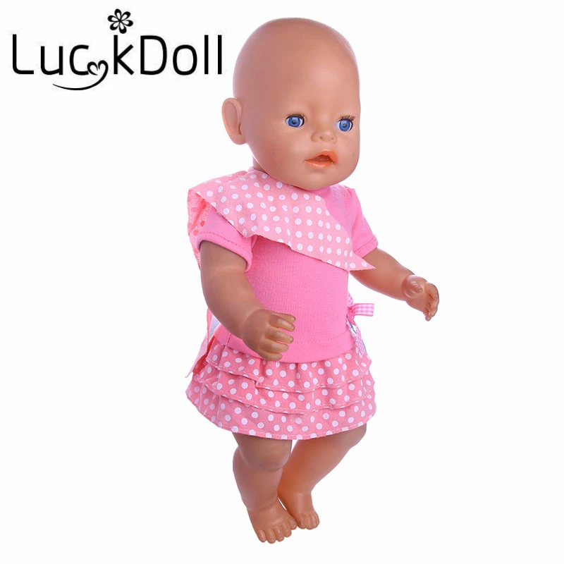 LUCKDOLL розовый шить Плиссированное Платье для 43 см ухода за ребенком мам кукла или