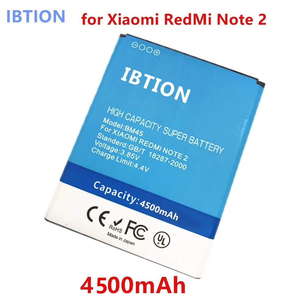 4500 мАч для Xiaomi Redmi Note 2 батарея BM45 note2 + Бесплатная доставка|note2 battery|battery for xiaomibattery |