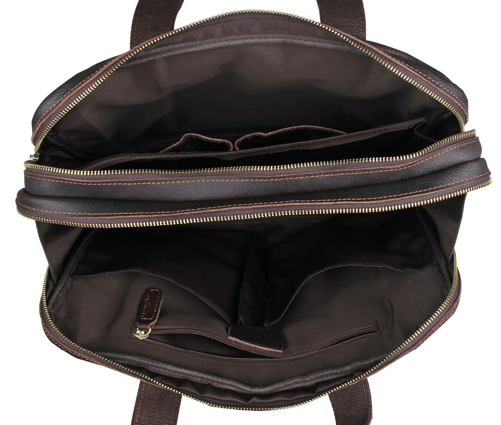 Натуральная коровья кожа Портфели мужская сумка 15 дюймов Топ с ручкой для