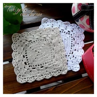 wedding decoration coasters handmade crochet cup pad square table mat 14cm shooting props doily 20pcslot clothes accessory