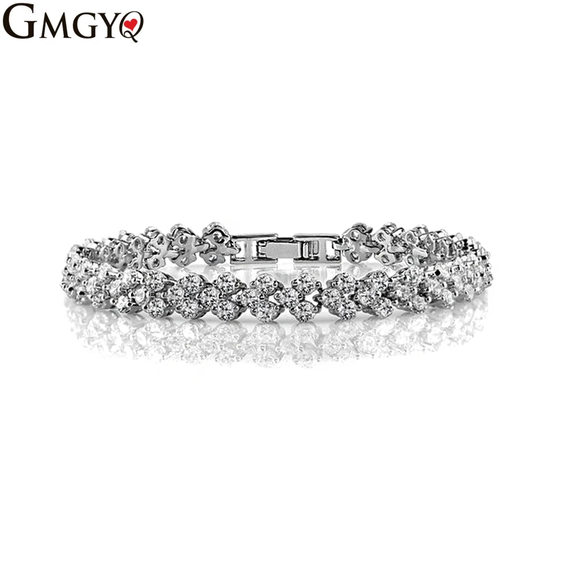 

Hot Selling Romeinse Chain Armband Zirconia Crystal voor Vrouwen Inlay Bedelarmband Bruid Bruiloft Sieraden Mothers Day Gift