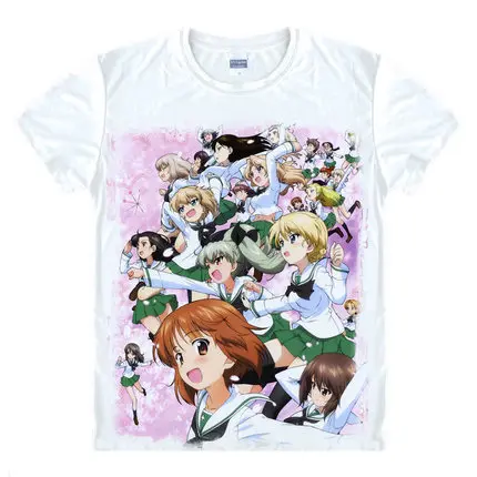 Футболки с рисунком аниме Girls und Panzer рубашки коротким рукавом косплей рубашка