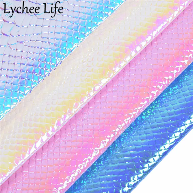 Lychee Life цветная крокодиловая кожа радужная искусственная 29x21 см ткань сделай сам