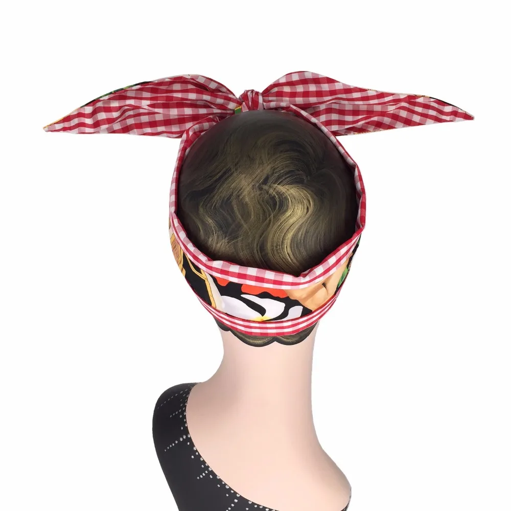 Женский винтажный шарф для волос в стиле 50-х годов Гавайскую клетку