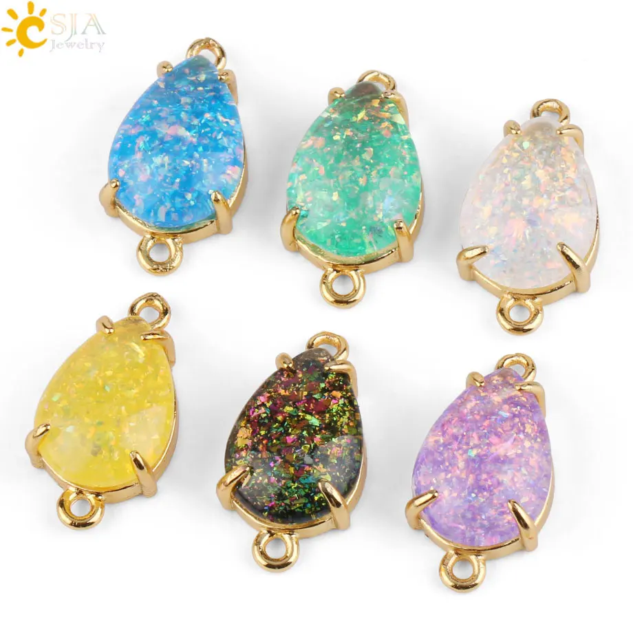 Новинка CSJA Опаловая Подвеска для браслета золотого цвета в форме капель воды