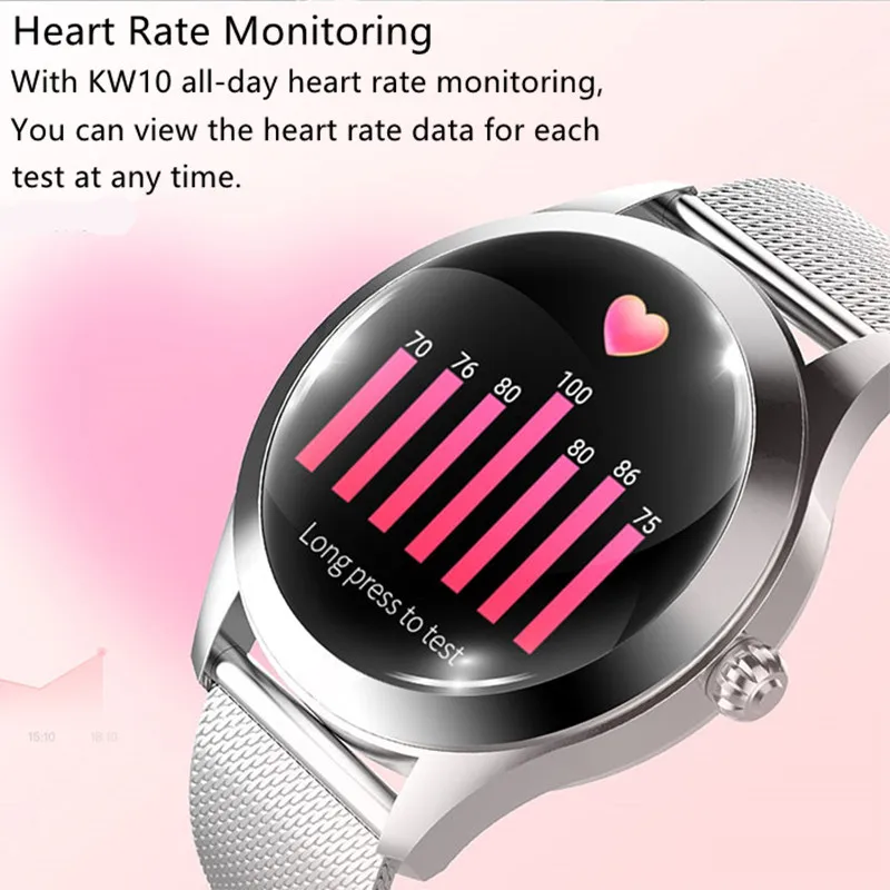 KW10 женские смарт часы 2019 IP68 водонепроницаемый Bluetooth пульсометр Android IOS фитнес