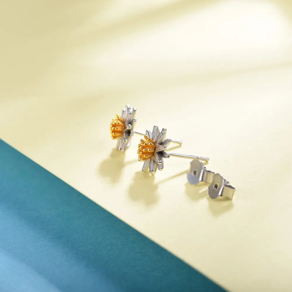Женские серьги гвоздики из серебра 925 пробы с цветами|stud earrings|daisy stud earrings925 sterling |