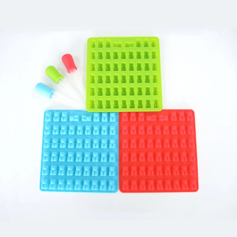 53 полости силиконовые Gummy пресс форма мишки с капельницы BPA бесплатно FDA