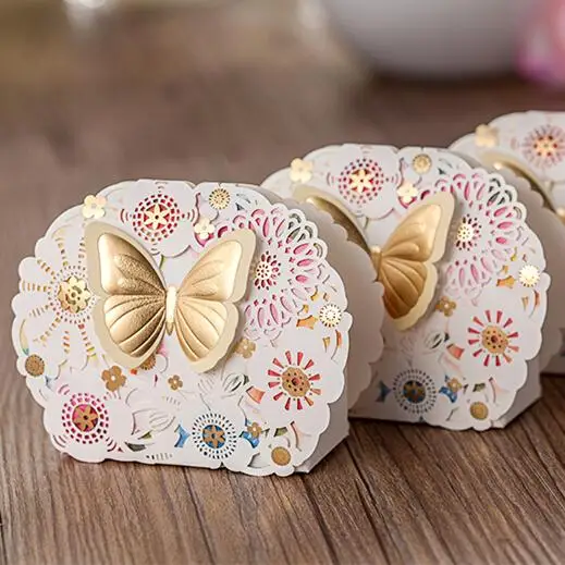 

Laser Cut Butterfly Favor Boxes Gold Wedding Candy Box 2015 Boite A Dragee Bapteme Caixa Corte A Laser Casamento Caixa De Doces