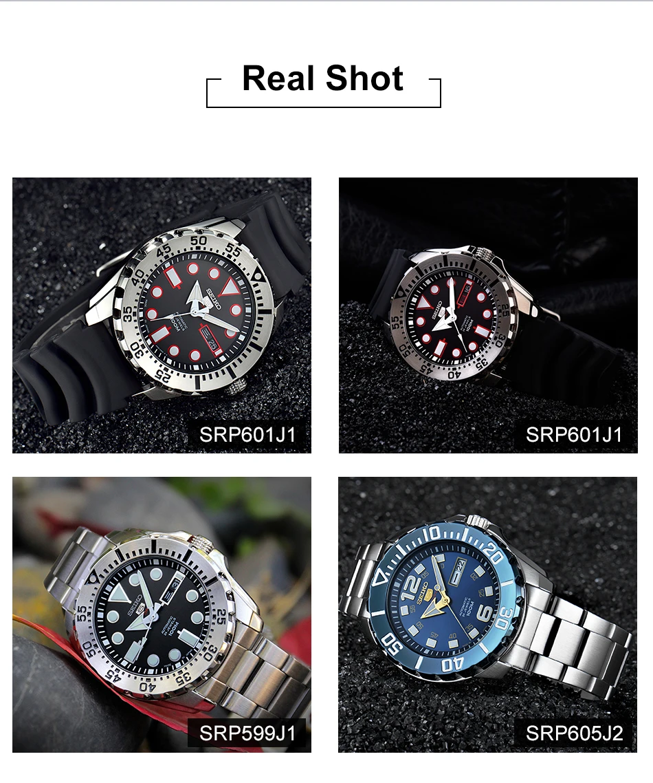 Оригинальные автоматические механические мужские часы Seiko 5 из нержавеющей стали, 10 бар, водонепроницаемые спортивные часы для дайвинга, глобальная гарантия