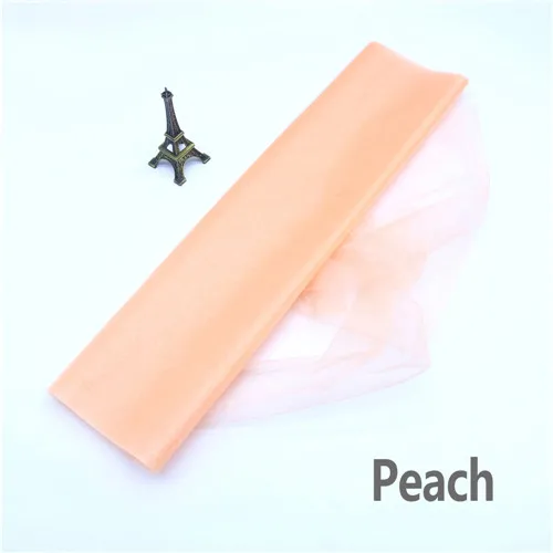 Peach Тюль из органзы с кристаллами, ширина 48 см X 5 м, вечерние принадлежности для мероприятий, украшения свадебного стола, дня рождения, вечеринки для детей - Color: Peach