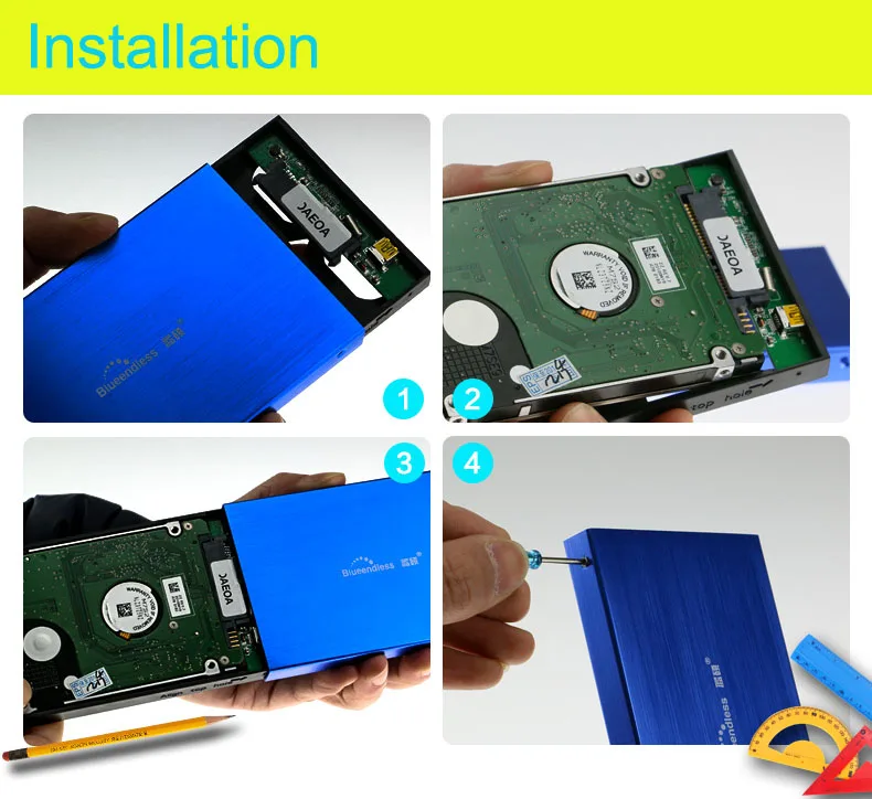 Прямая поставка алюминиевый чехол blueendless с USB 2 0 на SATA 5 дюйма для hdd