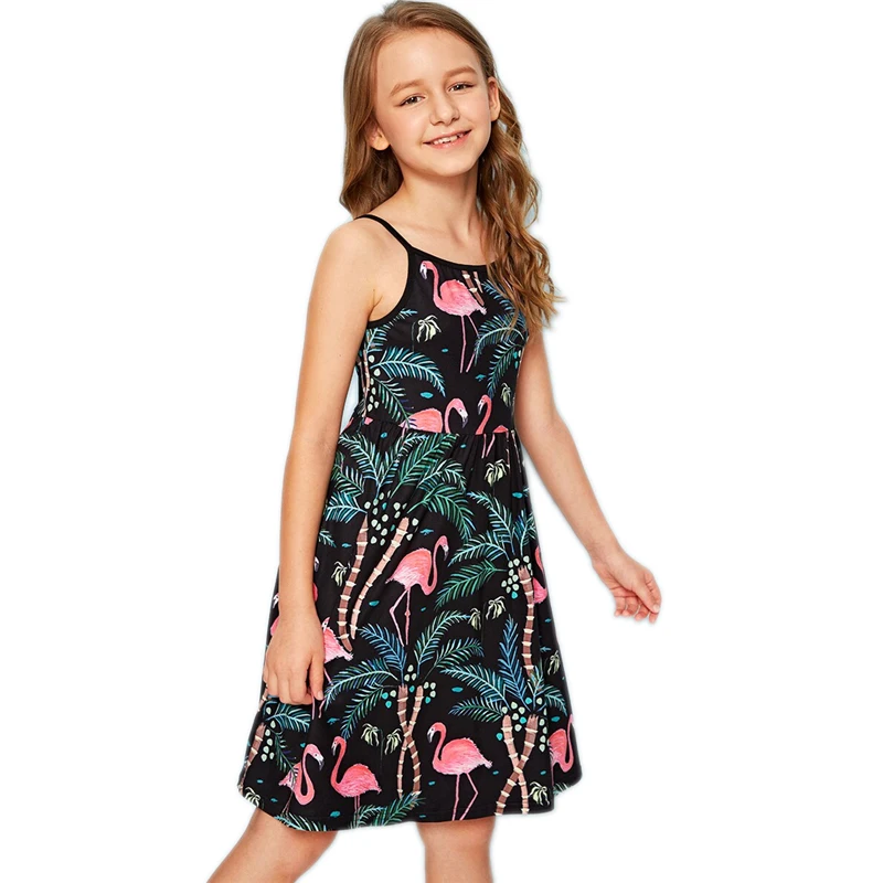 SHEIN Kiddie/красное платье в горошек с рюшами и открытыми плечами для девочек г. летнее расклешенное платье до колена с короткими рукавами для отдыха в стиле бохо