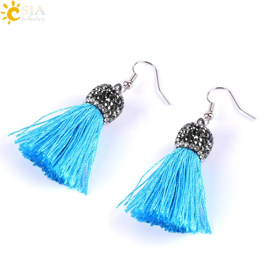 Женские массивные серьги с бахромой CSJA розовые хаки фиолетовые черные