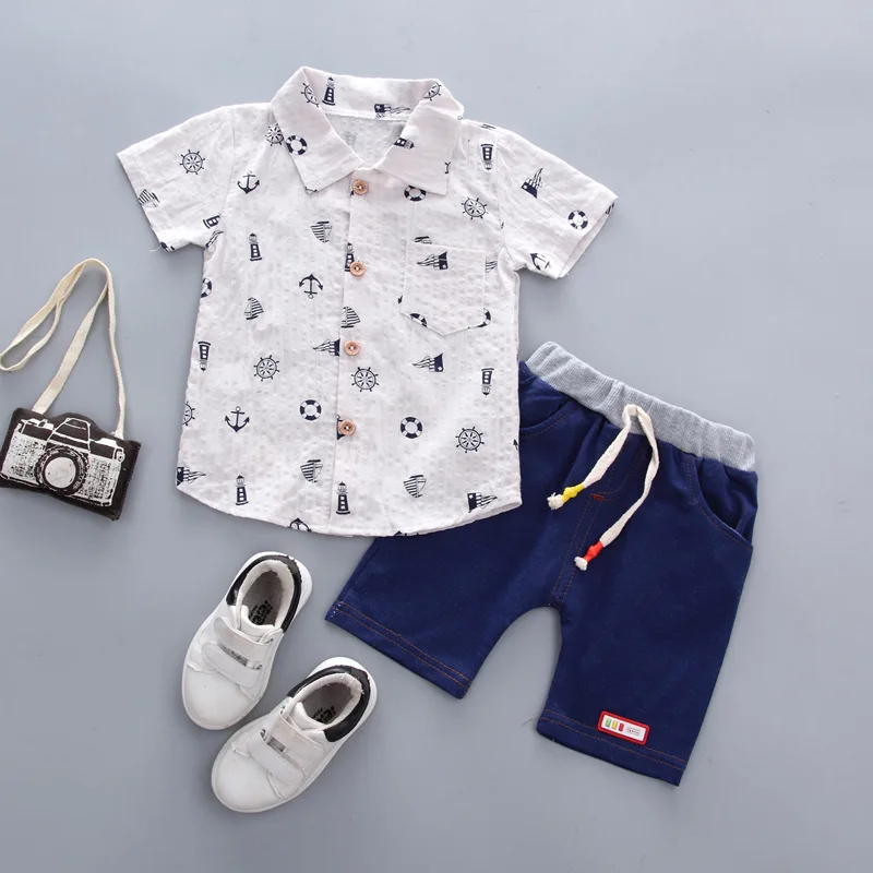 Lovely Cartoon Printed Kids Clothing 2pcs Baby Boys Clothes Sets Short Sleeve T Shirt+Pants Fashion Child Boy Outfit Suits Z481 | Детская