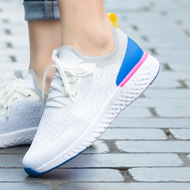 Zapatillas mujer; белые кроссовки с летящим плетением; повседневная спортивная дышащая обувь из сетчатого материала; sapato feminino; женская обувь для студентов; tênis feminino