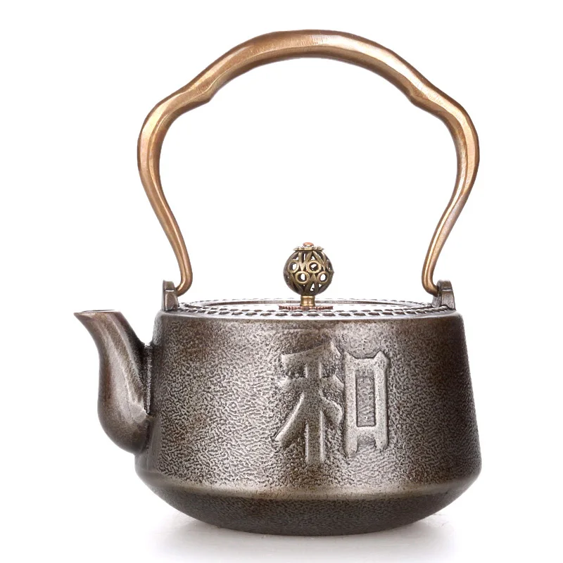 Чугунный чайник ручной работы с двойной медной ручкой 0 9 л|Заварники| |