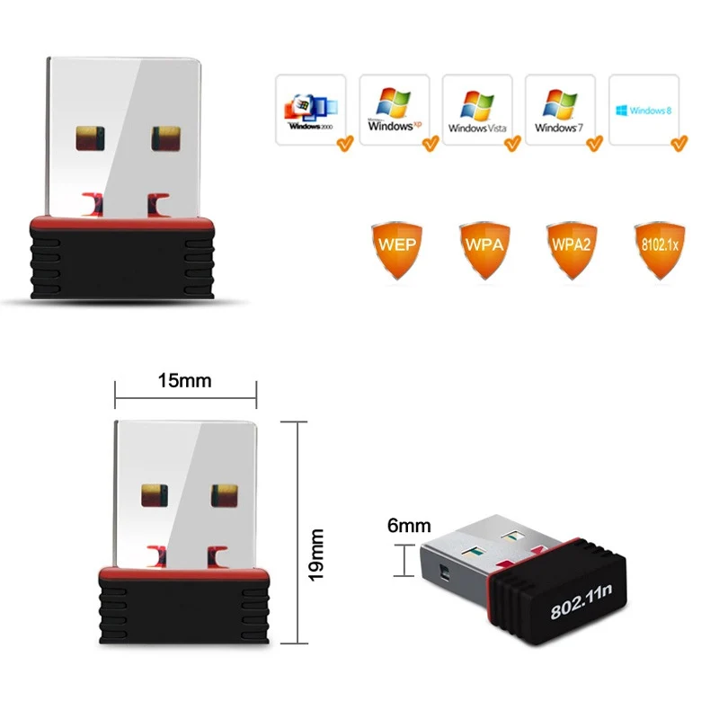 150 Мбит/с USB беспроводной адаптер WiFi 802.11n MT7601 беспроводная сетевая карта ключ для