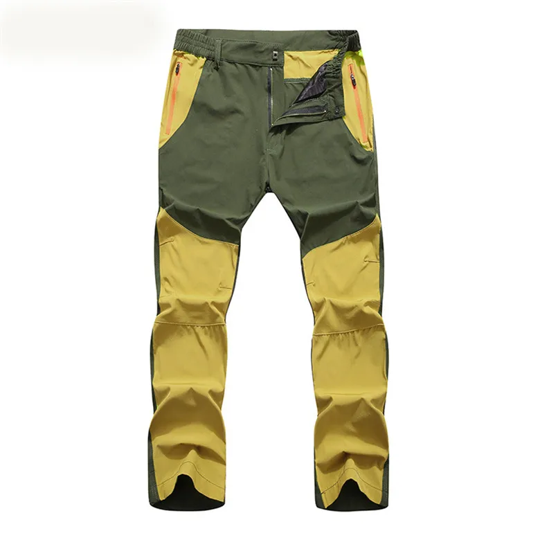 Army Grenn Yellow Горные мужские летние эластичные быстросохнущие штаны для спорта на открытом воздухе, дышащие штаны для походов, скалолазания, VA445 - Цвет: Army Grenn Yellow